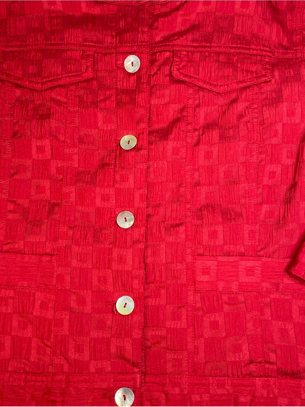 Ruby Rd. Bright Red Textured Button-Up Jacket-0221 - Picture 2 of 9